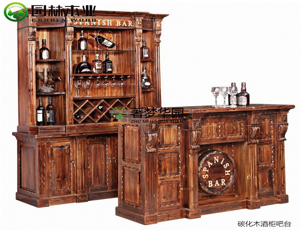 碳化木酒柜吧台